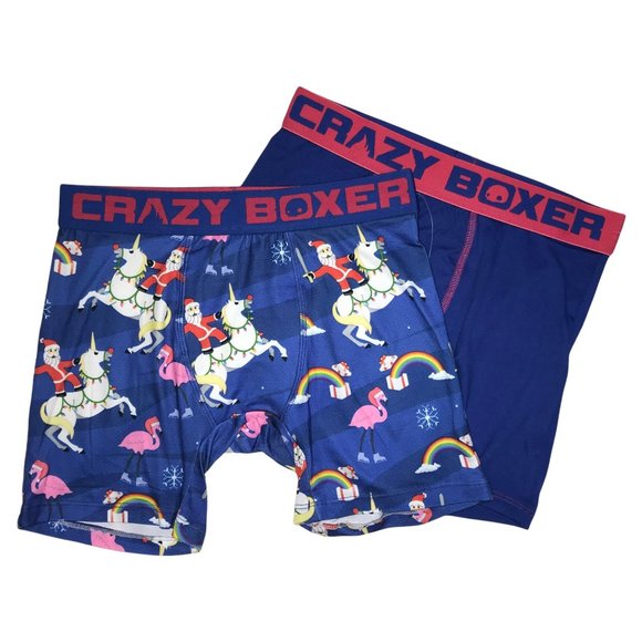 NWT Crazy Boxer 2 Pack Funny Santa Riding Unicorn Christmas Holiday Underwear S - Picture 2 of 10